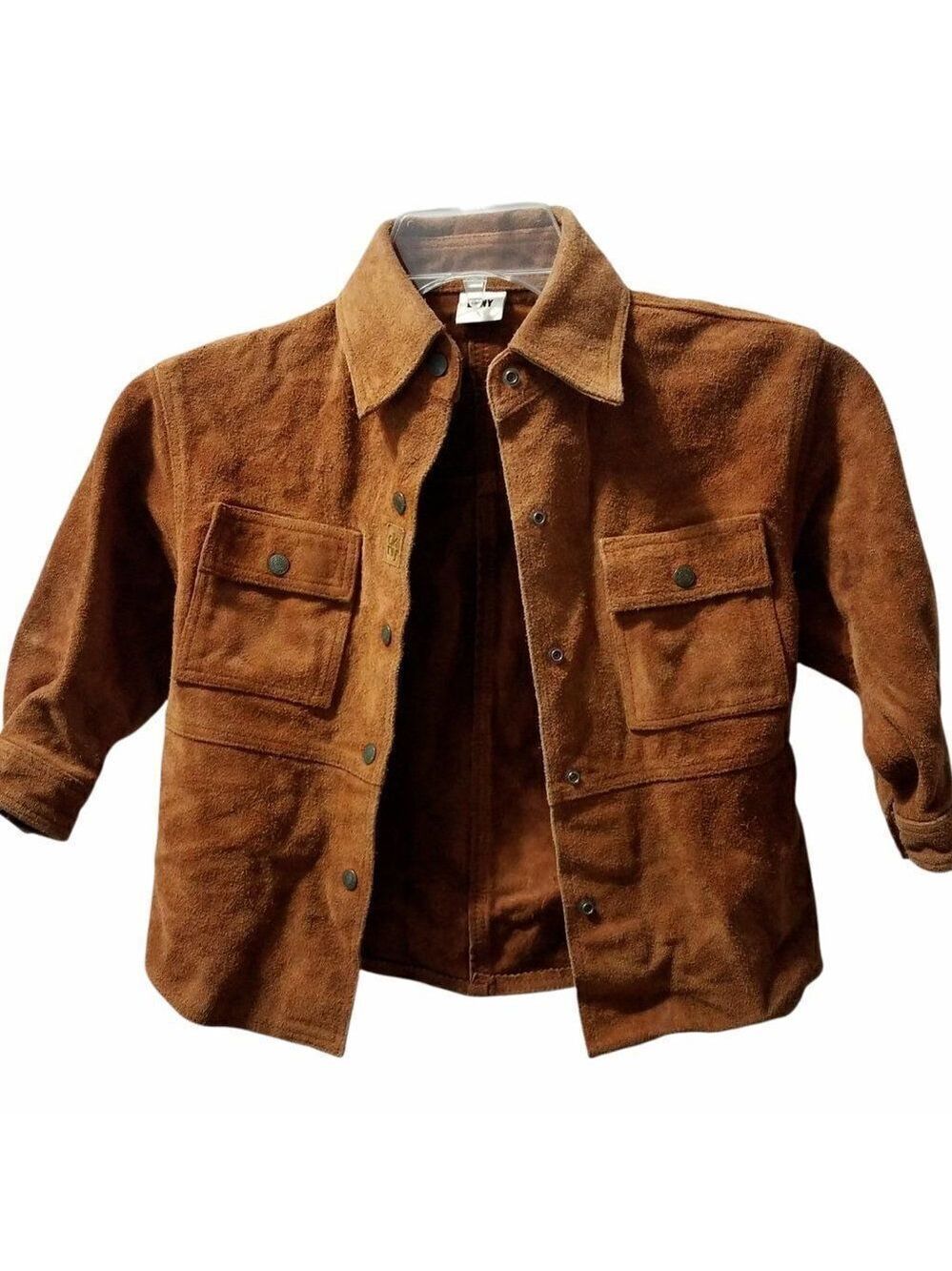 DKNY brown leather jacket boys size 5 - Picture 3 of 7